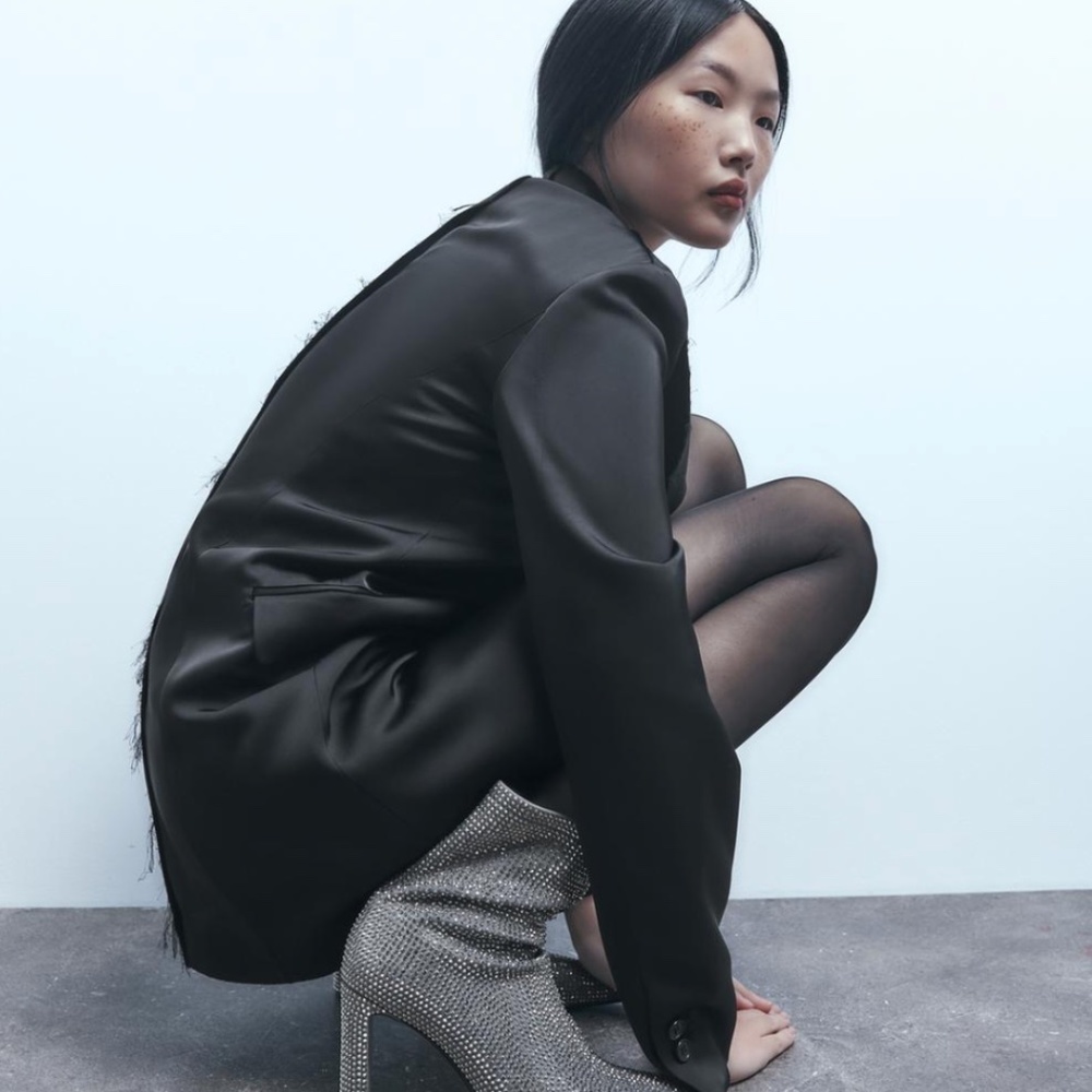 ZARA NWT Silver Sequin Boots Sz 10, IT 41